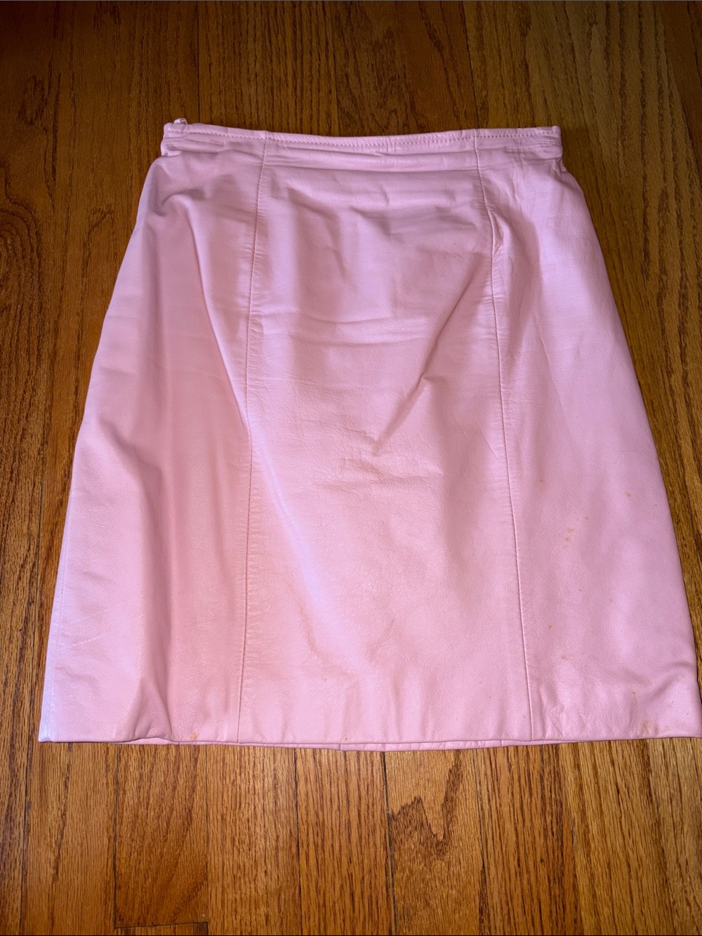 Women's Pale Pink Leather Mini Skirt